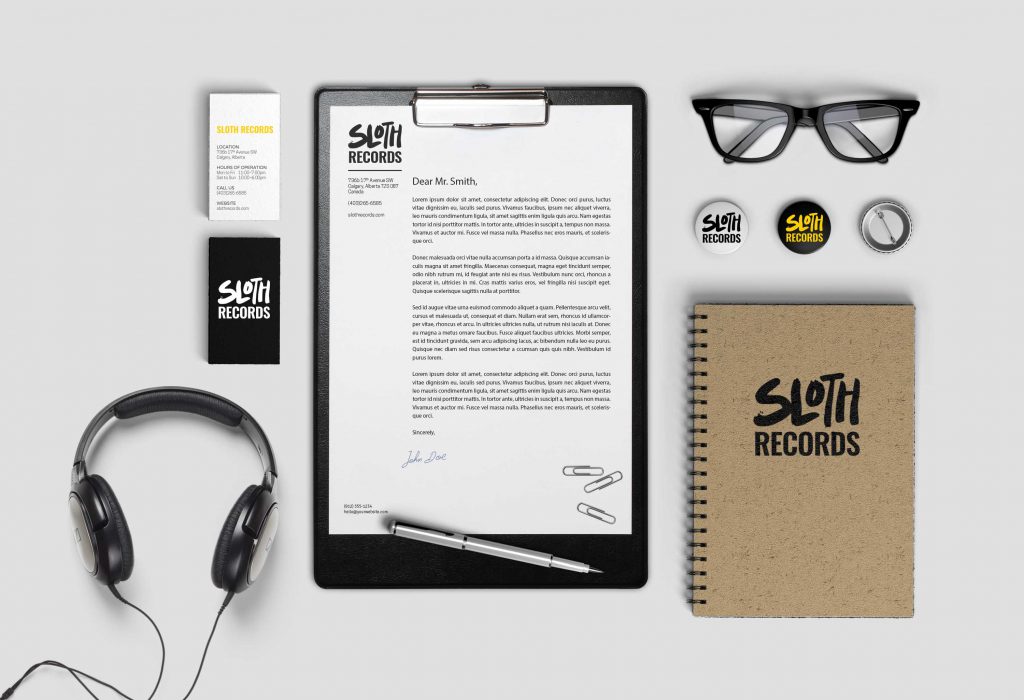Sloth Records Stationary Concept branding design